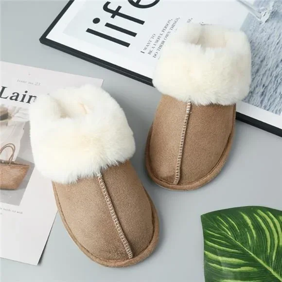 Faux Suede Center Seam Slippers - Picture 1 of 16